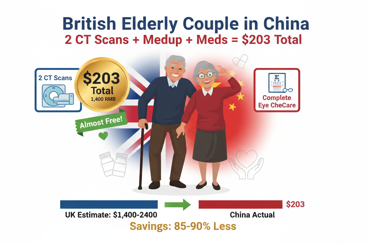 British Elderly Couple in China: 2 CT Scans + Eye Checkup + Meds = $203 Total - "Almost Free!"