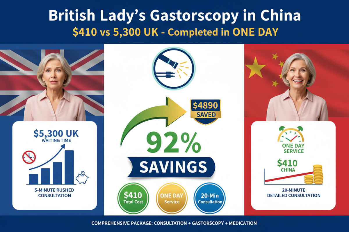 British Lady's Gastroscopy in China: $410 vs $5,300 UK - Completed in ONE DAY